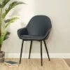Set of 2 Mid Century Modern Vintage Leatherette Dining Armchair Navy Blue - Glitzhome