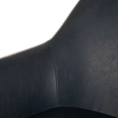 Set of 2 Mid Century Modern Vintage Leatherette Dining Armchair Navy Blue - Glitzhome 5 Set of 2 Mid Century Modern Vintage Leatherette Dining Armchair Navy Blue - Glitzhome - Image 3