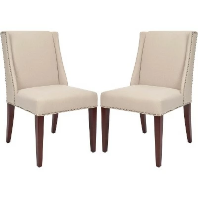 Rachel Arm Chair with Nail Heads (Set of 2) - Taupe - Safavieh 6 Rachel Arm Chair with Nail Heads (Set of 2) - Taupe - Safavieh - Image 4