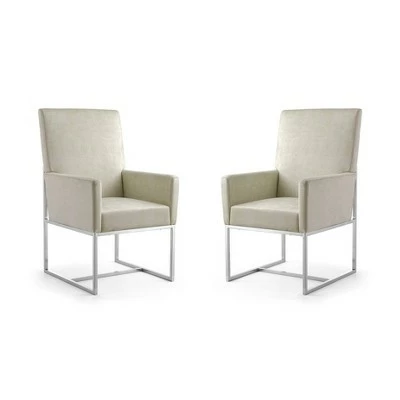 Set of 2 Element Velvet Dining Armchairs - Manhattan Comfort Steel 9 Set of 2 Element Velvet Dining Armchairs - Manhattan Comfort Steel - Image 7