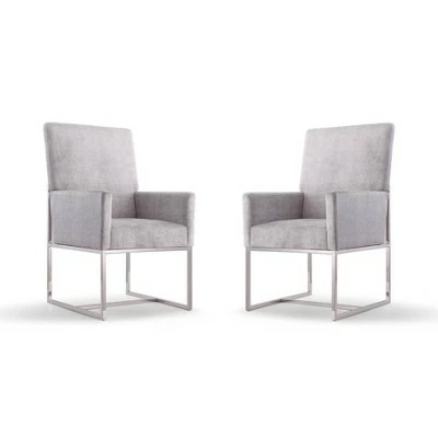 Set of 2 Element Velvet Dining Armchairs - Manhattan Comfort Steel 10 Set of 2 Element Velvet Dining Armchairs - Manhattan Comfort Steel - Image 8