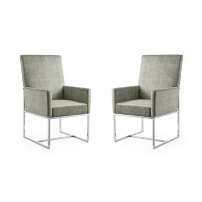 Set of 2 Element Velvet Dining Armchairs - Manhattan Comfort Steel 11 Set of 2 Element Velvet Dining Armchairs - Manhattan Comfort Steel - Image 9