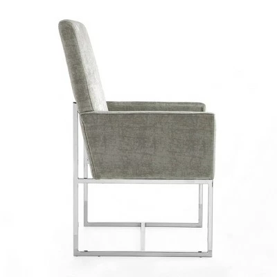 Element Velvet Dining Armchair Steel - Manhattan Comfort 4 Element Velvet Dining Armchair Steel - Manhattan Comfort - Image 2