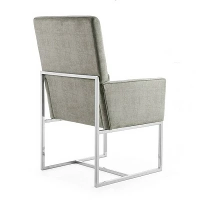 Element Velvet Dining Armchair Steel - Manhattan Comfort 5 Element Velvet Dining Armchair Steel - Manhattan Comfort - Image 3
