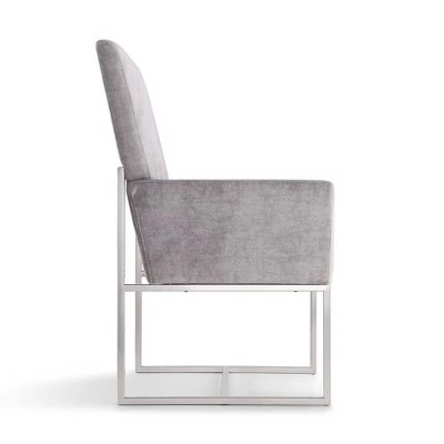 Element Velvet Dining Armchair Gray - Manhattan Comfort 5 Element Velvet Dining Armchair Gray - Manhattan Comfort - Image 3