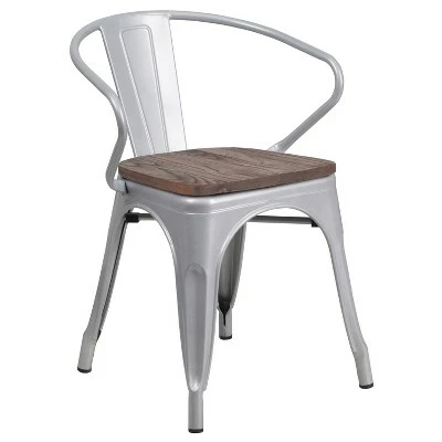 Emma and Oliver Metal Chair with Wood Seat and Arms 17 Emma and Oliver Metal Chair with Wood Seat and Arms - Image 15