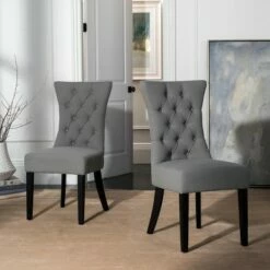 Gretchen Tufted Side Chair (Set of 2) - Granite - Safavieh