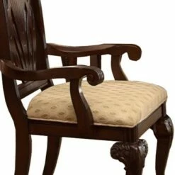 Set of 2 Traditional Style Wooden Fabric Dinning Armchairs Brown - Benzara -Dining Chairs And Benches Official Shop unnamed file 1872