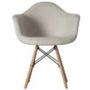 Fabulaxe Mid-Century Modern Style Fabric Lined Armchair with Beech Wooden Legs
