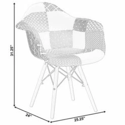Fabulaxe Mid-Century Modern Style Fabric Lined Armchair with Beech Wooden Legs -Dining Chairs And Benches Official Shop unnamed file 1905