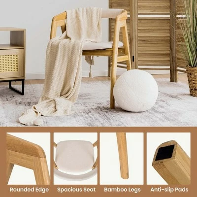 Costway Costway Leisure Bamboo Chair Dining Chair w/ Curved Back & Anti-slip Foot Pads 8 Costway Costway Leisure Bamboo Chair Dining Chair w/ Curved Back & Anti-slip Foot Pads - Image 6