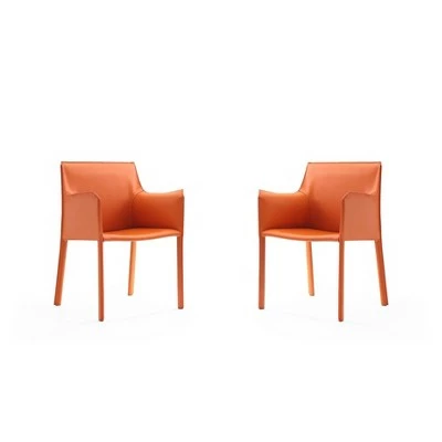 Set of 2 Paris Saddle Leather Armchairs - Manhattan Comfort Gray 9 Set of 2 Paris Saddle Leather Armchairs - Manhattan Comfort Gray - Image 7