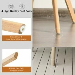 Costway Set of 4 Dining Chair Fabric Cushion Seat Modern Mid Century W/Wood Legs Grey -Dining Chairs And Benches Official Shop unnamed file 1975