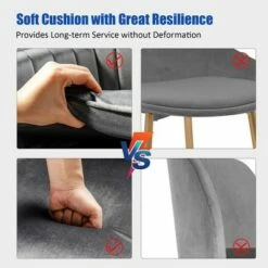 Costway Set of 2 Velvet Dining Chairs Mid-Back Leisure Armchair w/ Gold Leg PinkGray -Dining Chairs And Benches Official Shop unnamed file 198