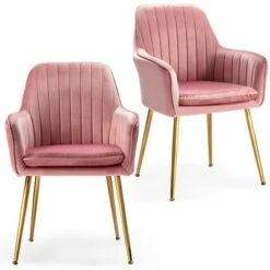 Costway Set of 2 Velvet Dining Chairs Mid-Back Leisure Armchair w/ Gold Leg PinkGray -Dining Chairs And Benches Official Shop unnamed file 204