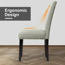 Costway Set of 2 Fabric Dining Chairs Upholstered with Nailhead Trim -Dining Chairs And Benches Official Shop unnamed file 2100