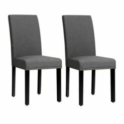 Costway Set of 2 Fabric Dining Chairs Upholstered with Nailhead Trim -Dining Chairs And Benches Official Shop unnamed file 2107