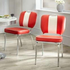 Set of 2 Raleigh Retro Dining Chairs - Buylateral Red/white