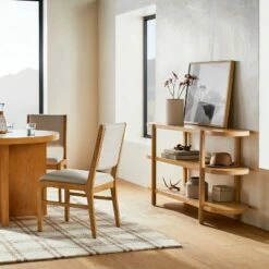 Threshold Designed W/Studio McGee Centerville Wood Dining Chair with Upholstered Seat/Back Linen - Threshold™ designed with Studio McGee