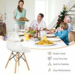 Costway Set of 4 Dining Chairs Modern Plastic Shell Side Chair w/ Clear Seat & Wood Legs -Dining Chairs And Benches Official Shop unnamed file 2224
