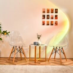 Costway Set of 4 Dining Chairs Modern Plastic Shell Side Chair w/ Clear Seat & Wood Legs -Dining Chairs And Benches Official Shop unnamed file 2229