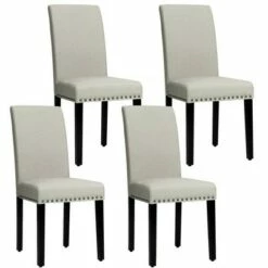Costway Set of 4 Fabric Dining Chairs w/Nailhead Trim -Dining Chairs And Benches Official Shop unnamed file 2247