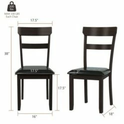 Costway Set of 2 Dining Chairs W/ Rubber Wood Frame & Upholstered Faux Leather Seat -Dining Chairs And Benches Official Shop unnamed file 2253