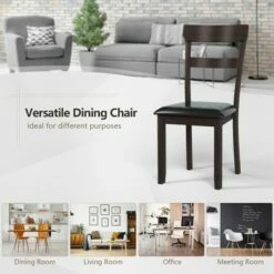 Costway Set of 2 Dining Chairs W/ Rubber Wood Frame & Upholstered Faux Leather Seat -Dining Chairs And Benches Official Shop unnamed file 2254