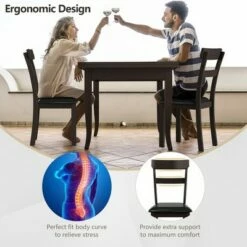 Costway Set of 2 Dining Chairs W/ Rubber Wood Frame & Upholstered Faux Leather Seat -Dining Chairs And Benches Official Shop unnamed file 2255