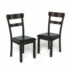 Costway Set of 2 Dining Chairs W/ Rubber Wood Frame & Upholstered Faux Leather Seat -Dining Chairs And Benches Official Shop unnamed file 2259