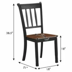 Costway Set of 2 Wood Dining Chair High Back Kitchen Whitesburg Side Chair BlackWhite
