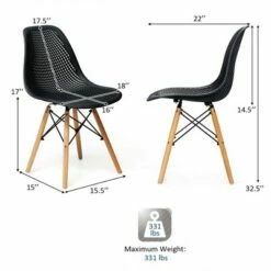 Costway 2PCS Modern DSW Dining Chair Office Home w/ Mesh Design Wooden Legs
