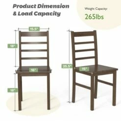 Costway Dining Chair Set of 4 Modern Kitchen Wood Chairs W/ Solid Rubber Wood Structure