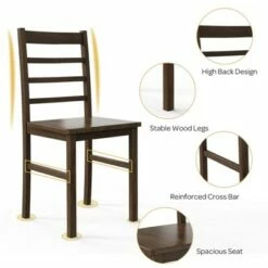 Costway Dining Chair Set of 4 Modern Kitchen Wood Chairs W/ Solid Rubber Wood Structure -Dining Chairs And Benches Official Shop unnamed file 2462