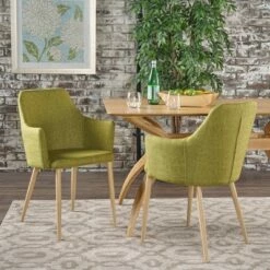 Set of 2 Zeila Mid Century Dining Chair - Christopher Knight Home Green