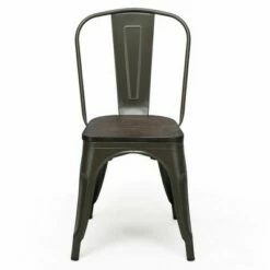 Costway Set of 4 Tolix Style Metal Dining Side Chair Wood Seat Stackable Bistro Cafe Gun -Dining Chairs And Benches Official Shop unnamed file 2476