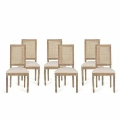 Set of 6 Regina French Country Wood and Cane Upholstered Dining Chairs - Christopher Knight Home Black/gray -Dining Chairs And Benches Official Shop unnamed file 2490