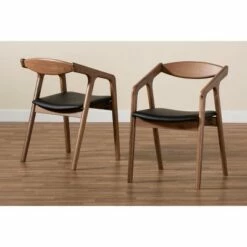 2pc Harland Faux Leather Upholstered and Wood Dining Chair Set - Baxton Studio Gray/walnut Brown -Dining Chairs And Benches Official Shop unnamed file 2514