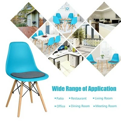 Costway 2PCS Dining Chair Mid Century Modern DSW Chair Furniture W/ Linen Cushion Blue 8 Costway 2PCS Dining Chair Mid Century Modern DSW Chair Furniture W/ Linen Cushion Blue - Image 6