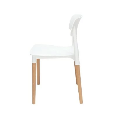 Set of 4 18" Mid-Century Modern Plastic Molded Dining Chairs with Solid Natural Wood Legs White - OFM 5 Set of 4 18" Mid-Century Modern Plastic Molded Dining Chairs with Solid Natural Wood Legs White - OFM - Image 3