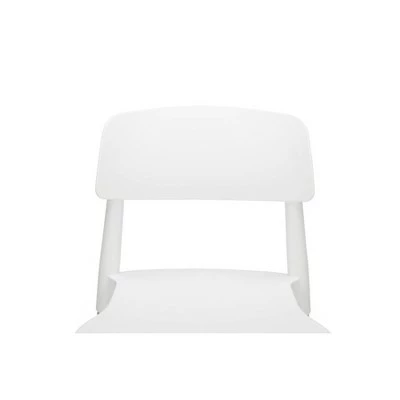 Set of 4 18" Mid-Century Modern Plastic Molded Dining Chairs with Solid Natural Wood Legs White - OFM 7 Set of 4 18" Mid-Century Modern Plastic Molded Dining Chairs with Solid Natural Wood Legs White - OFM - Image 5