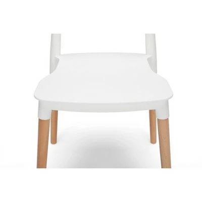 Set of 4 18" Mid-Century Modern Plastic Molded Dining Chairs with Solid Natural Wood Legs White - OFM 8 Set of 4 18" Mid-Century Modern Plastic Molded Dining Chairs with Solid Natural Wood Legs White - OFM - Image 6