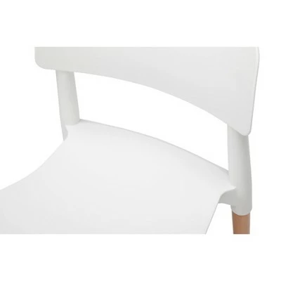 Set of 4 18" Mid-Century Modern Plastic Molded Dining Chairs with Solid Natural Wood Legs White - OFM 10 Set of 4 18" Mid-Century Modern Plastic Molded Dining Chairs with Solid Natural Wood Legs White - OFM - Image 8