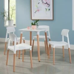 Set of 4 18" Mid-Century Modern Plastic Molded Dining Chairs with Solid Natural Wood Legs White - OFM 23 Set of 4 18" Mid-Century Modern Plastic Molded Dining Chairs with Solid Natural Wood Legs White - OFM -Dining Chairs And Benches Official Shop unnamed file 2659