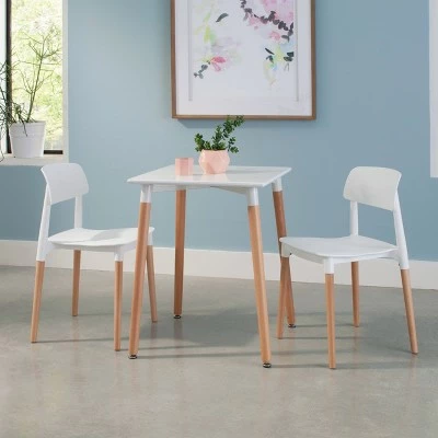 Set of 4 18" Mid-Century Modern Plastic Molded Dining Chairs with Solid Natural Wood Legs White - OFM 13 Set of 4 18" Mid-Century Modern Plastic Molded Dining Chairs with Solid Natural Wood Legs White - OFM - Image 11