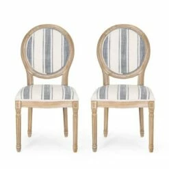 Set of 2 Phinnaeus French Country Fabric Dining Chairs - Christopher Knight Home Gray Stripes/light Beige -Dining Chairs And Benches Official Shop unnamed file 2668