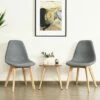 Costway Set of 2 Dining Chair Fabric Cushion Seat Modern Mid Century W/Wood Legs Grey -Dining Chairs And Benches Official Shop unnamed file 2671