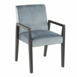 Set of 2 Carmen Contemporary Upholstered Dining Chairs Wood and Velvet - LumiSource Black/teal