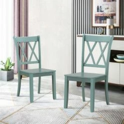 Costway Set of 2 Wood Dining Chair Cross Back Dining Room Side Chair Mint Green Home Kitchen -Dining Chairs And Benches Official Shop unnamed file 2693
