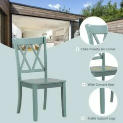 Costway Set of 2 Wood Dining Chair Cross Back Dining Room Side Chair Mint Green Home Kitchen -Dining Chairs And Benches Official Shop unnamed file 2694